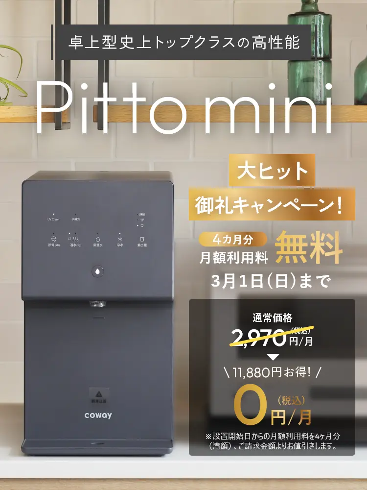 Pittomini大ヒット御礼キャンペーン！ 3月1日（日）まで 月額利用料4ヶ月分無料 通常価格2,970円→0円